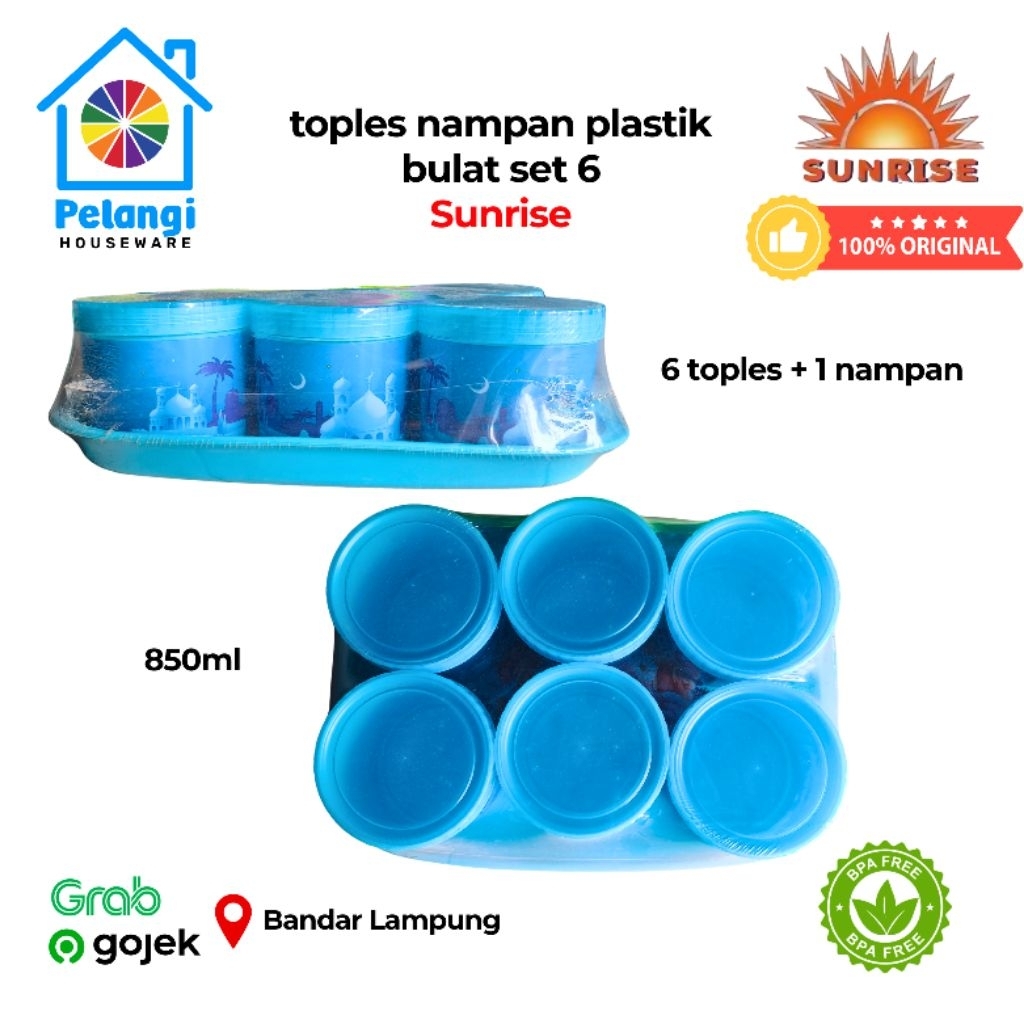 Toples Nampan Plastik Bulat Set 6 Sunrise Asli