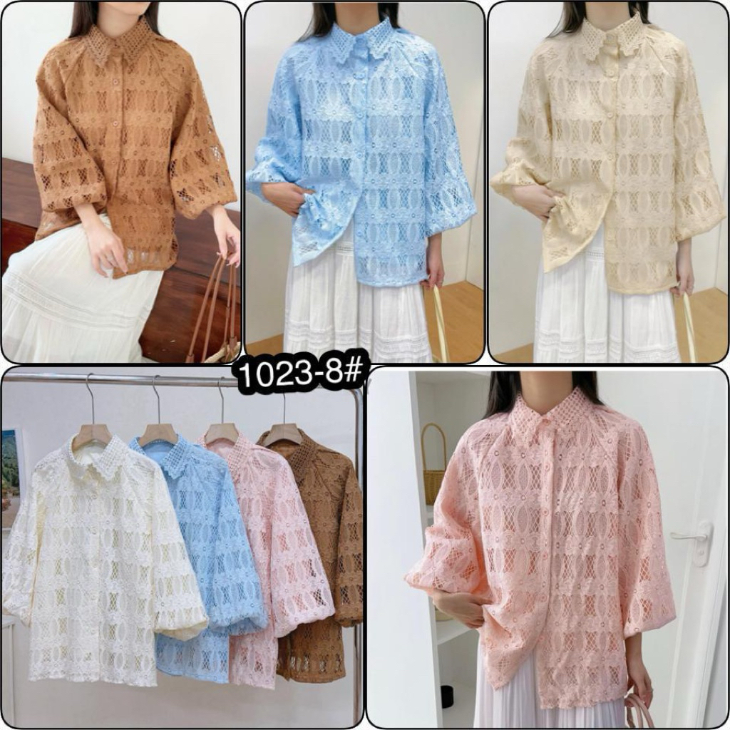 Kemeja wanita katun bordir import premium
