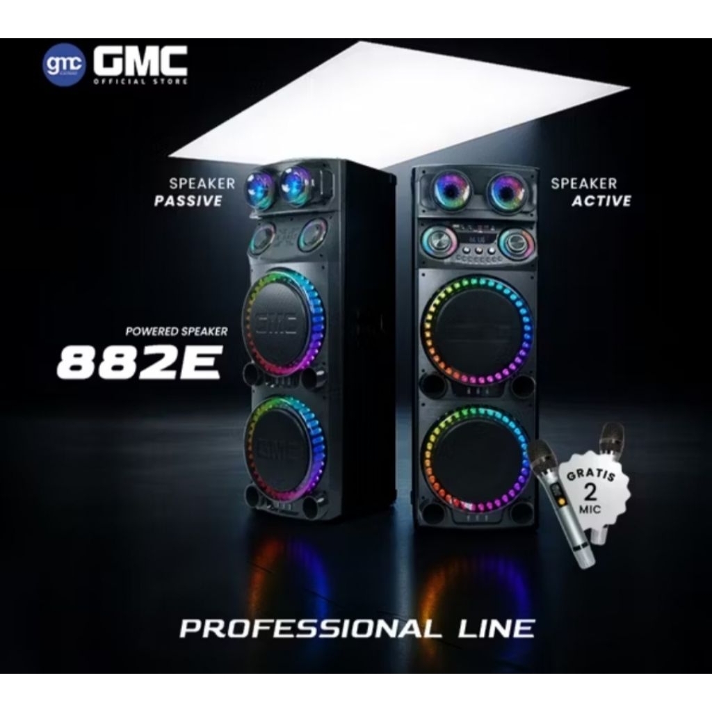 GMC Speaker 882E – Professional Line Bluetooth Karaoke Speaker 4x12” inch 420W 2 Mic Wireless Super 