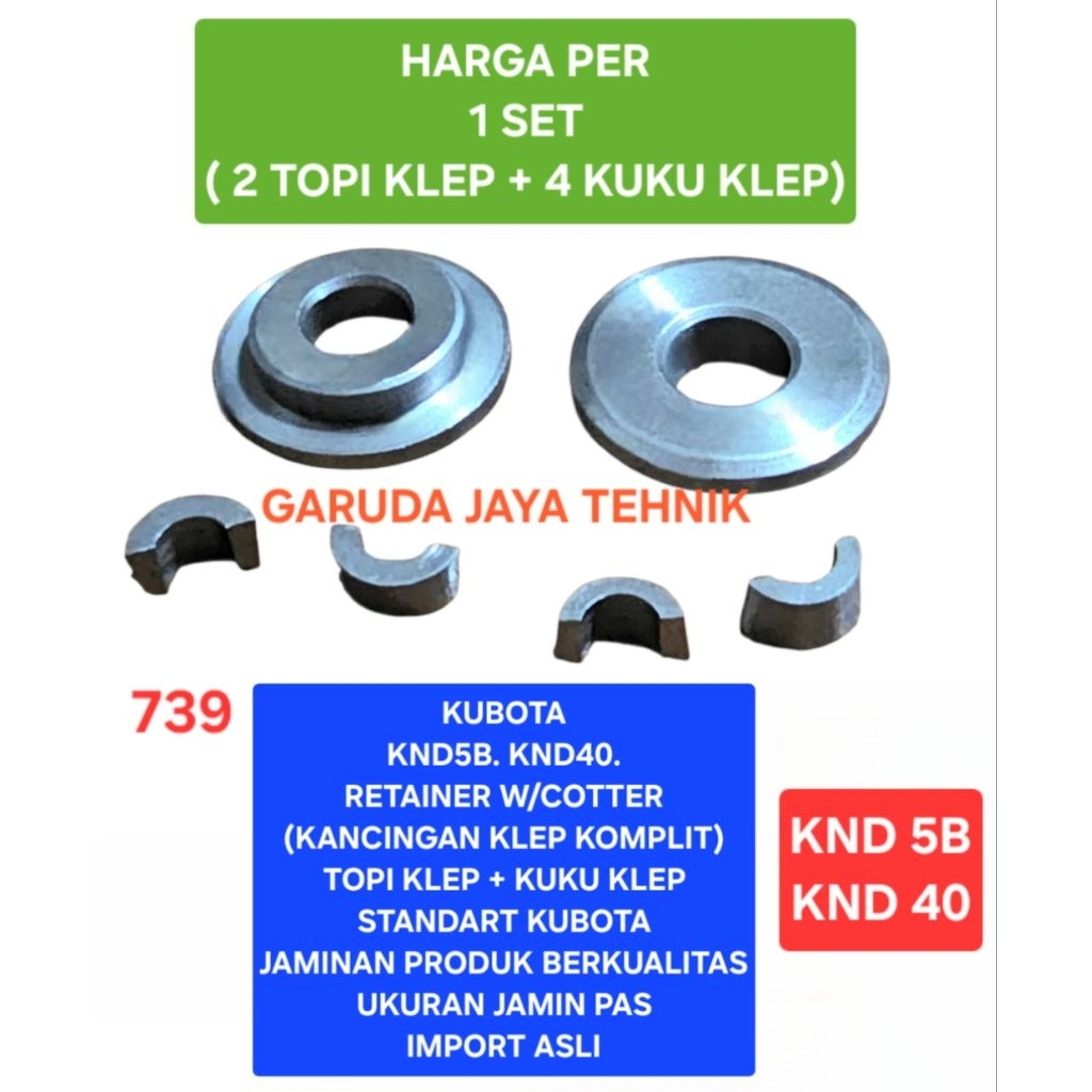 Topi klep kancingan klep retainer cotter kubota KND5B KND 5B KND40 KND 40 Produk berkualitas import 