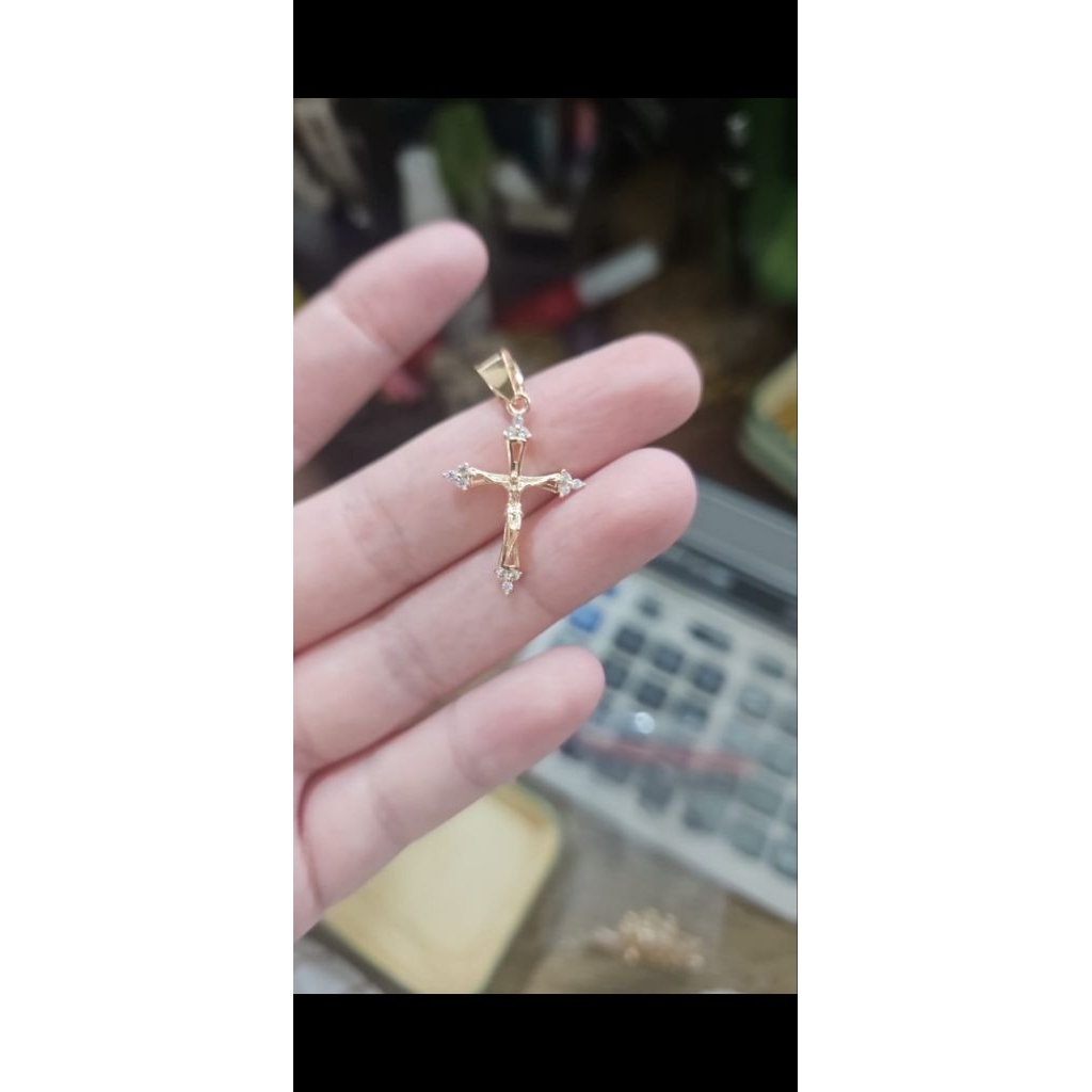 Liontin bandul kalung salib emas asli 375 8k mas muda pendant