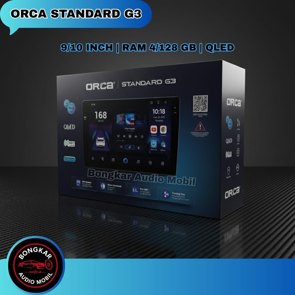 Head Unit Android 9 / 10 Inch ORCA ADR-9988 Standard G3 Ram 4GB/128GB Nfc Qled