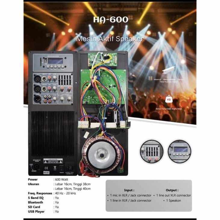 MESIN SPEKER ACTIVE / KIT MODEL HA 600 ,AUDIO SEVEN