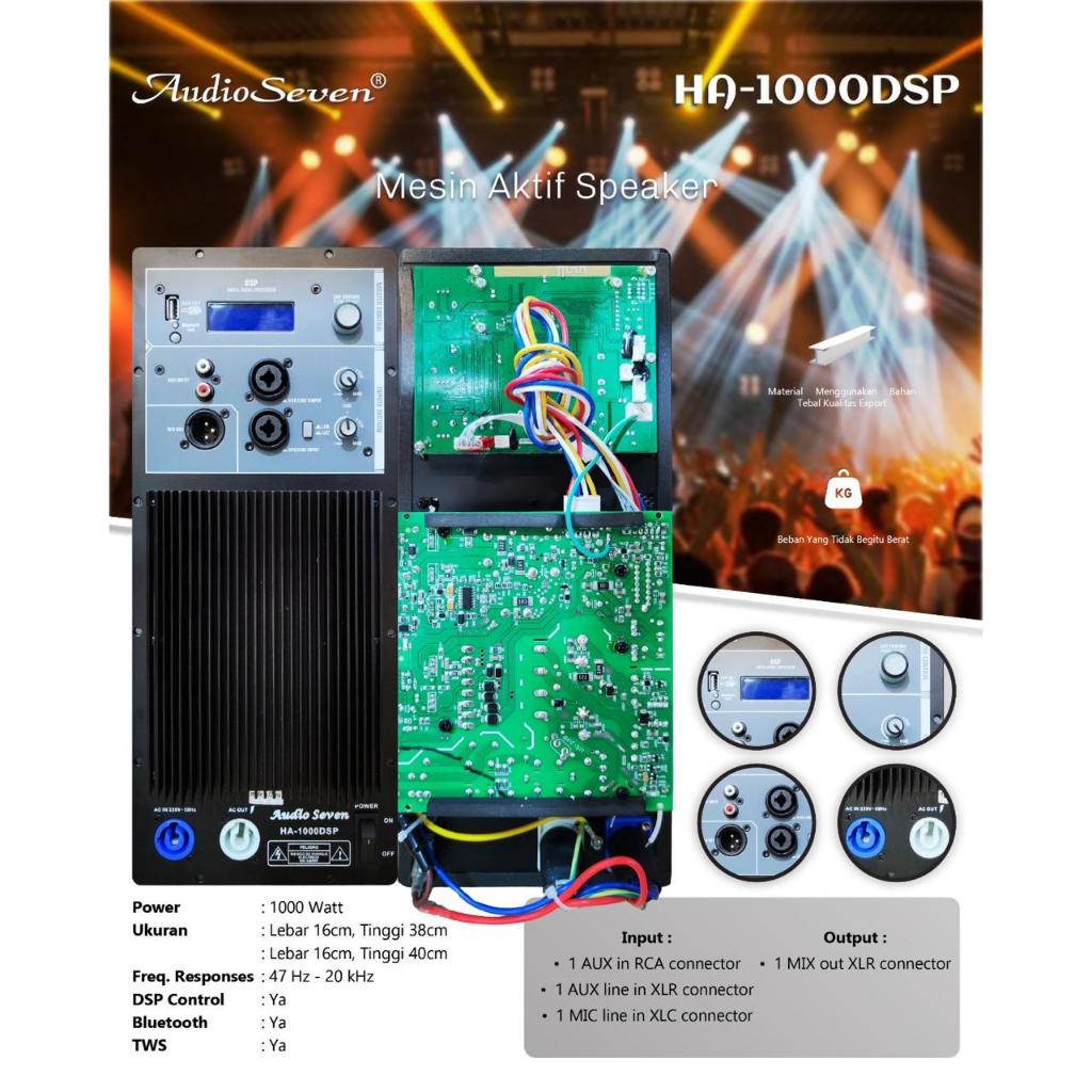 Mesin Speaker Aktif HA 1000 DSP Power Kit Audio Seven ukuran plat 16x40