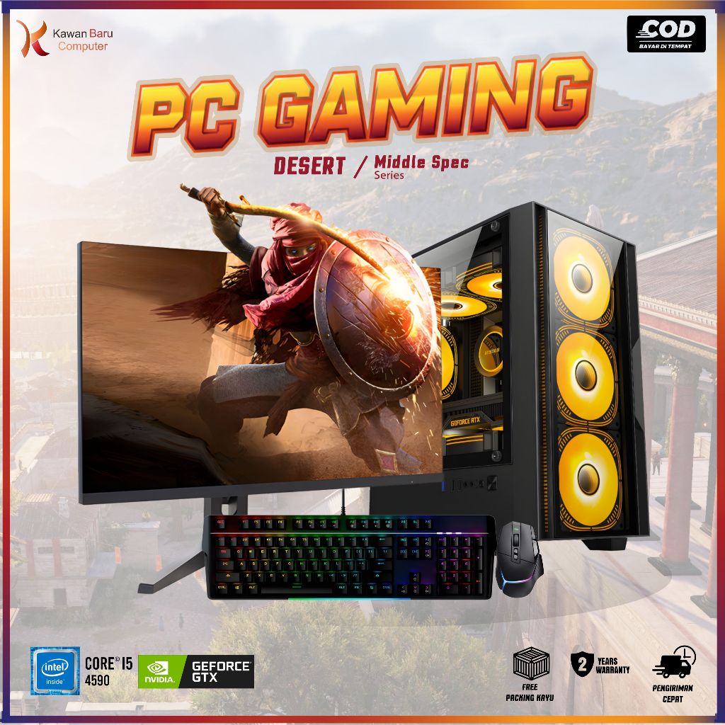 PC Gaming Murah Core i5 4590 RAM 4GB 8GB 16GB SSD 256GB VGA 2GB 4GB DDR3 Monitor LED 19 24 Paket CPU