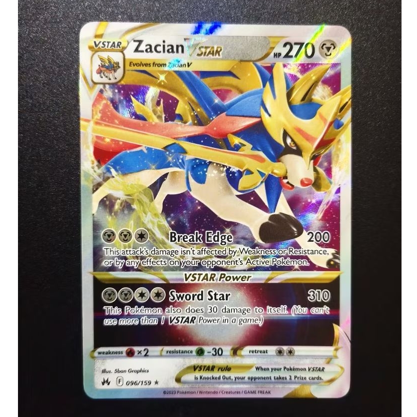 Kartu Pokemon Zacian Vstar 096/159 English Crown Zenith