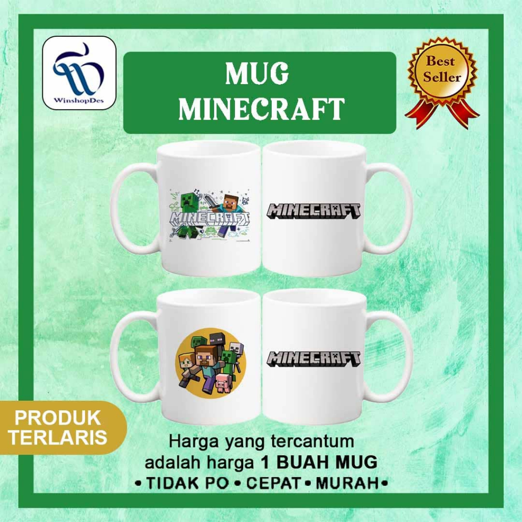 MUG MINECRAFT / MUG CUSTOM MINECRAFT / GELAS CUSTOM / MUG DESAIN LUCU