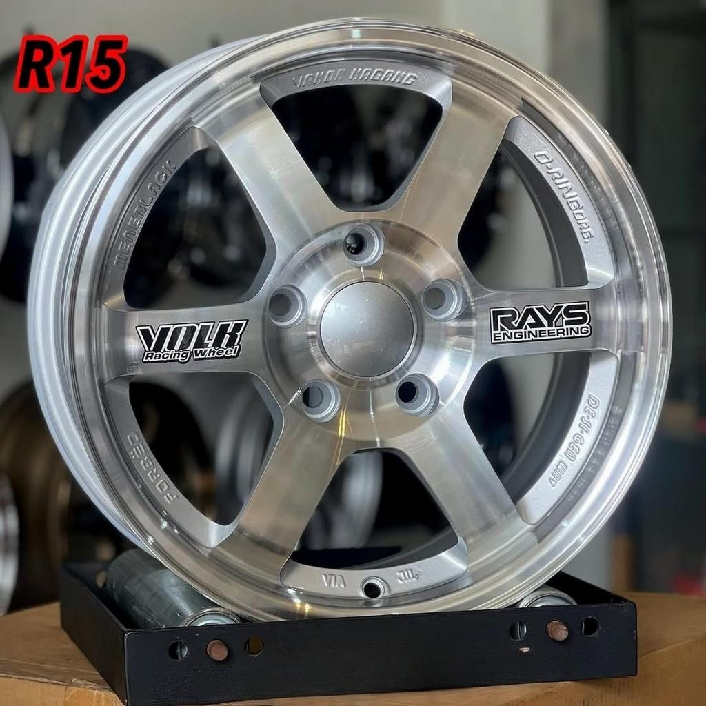 velg mobil ring 15 pcd 5x114,3 TE37 LEBAR 7 ET 38 Silver Lips Polish R15 bisa dipakai dimobil Captiv