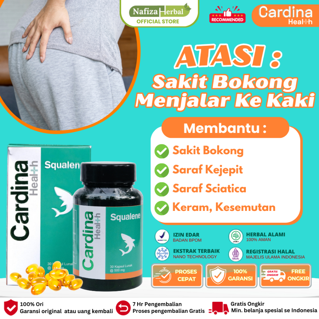 Cardina Healty Squalene - Obat Sakit Bokong Sampai Kaki, Obat Saraf Kejepit di Bokong, Obat Sakit Bo