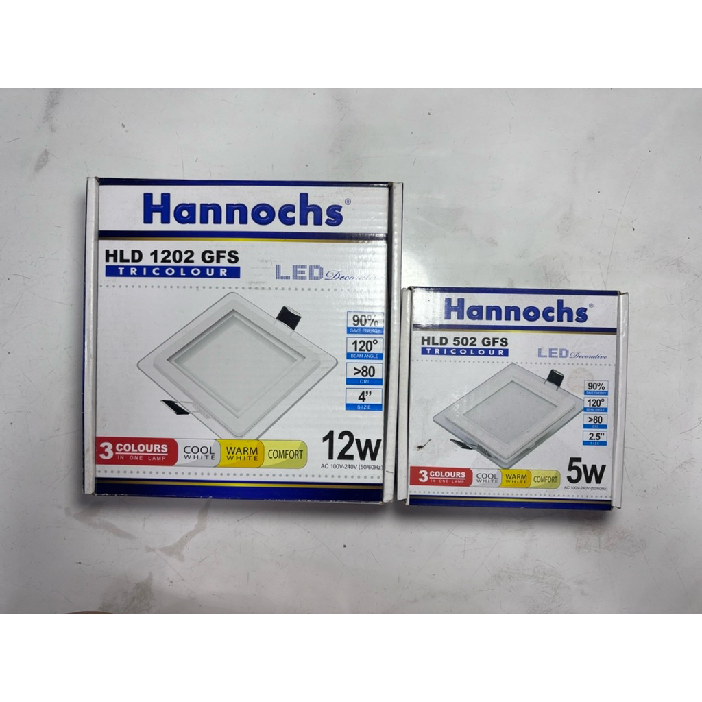 Lampu Downlight Hannochs HLD 1202 GFS & LD 502 GFS 3 Colour / Lampu Plafon Hannochs 12 Watt & 5 Watt