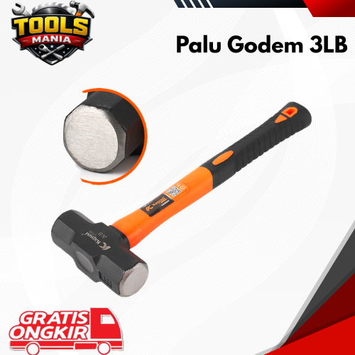 Kapusi Palu Godem Batu Beton Tembok 3 LB Palu Godem/Bogem/Godam Gagang Fiber K-9571