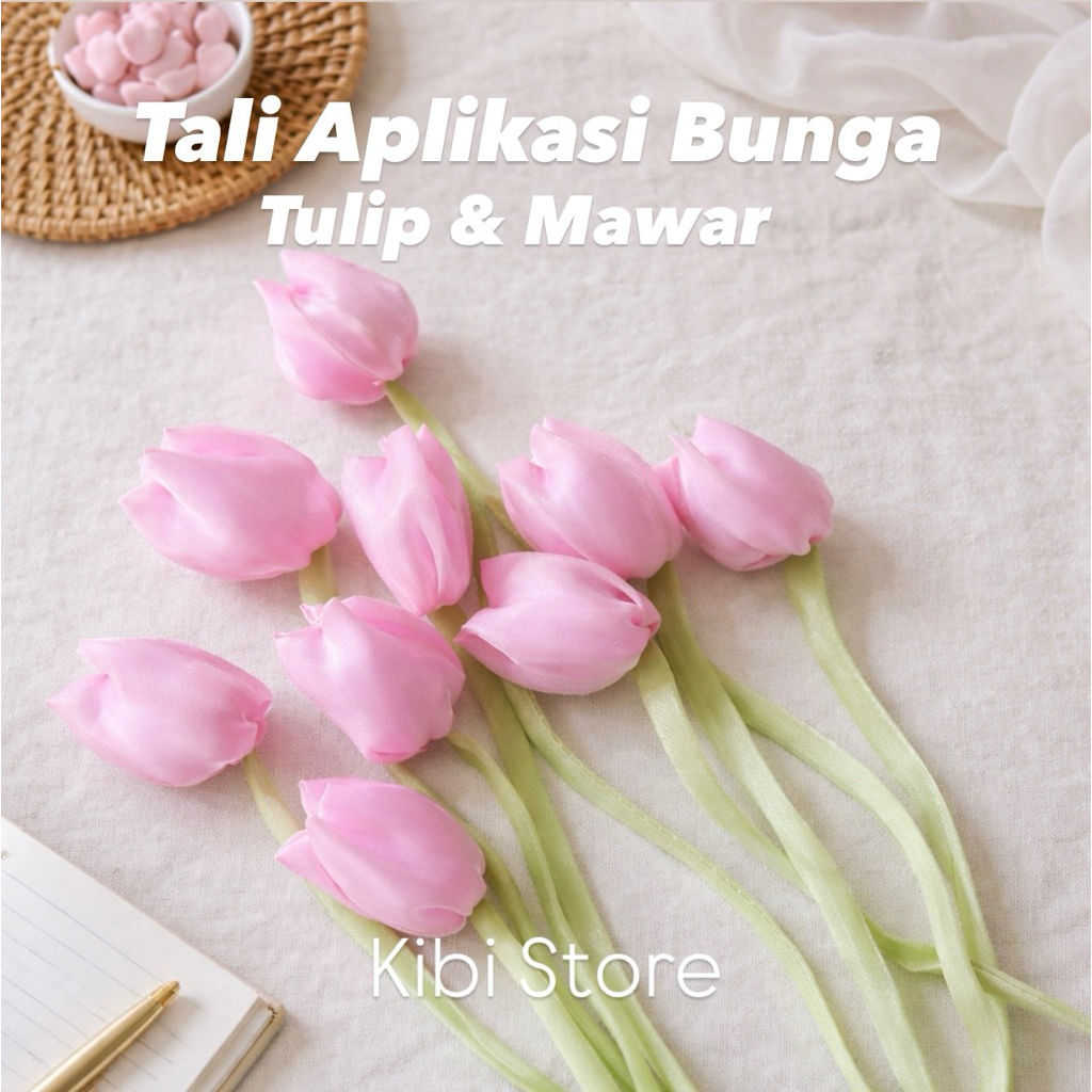 Tali / Aplikasi Bunga Tulip / Rose / Mawar untuk Bagcharm Phone strap | Kibi Store Manik