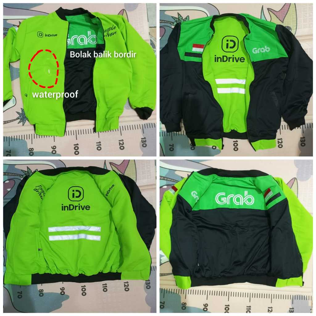 JAKET GRAB SETENGAH HITAM INDRIVE ORI KEREN BAHAN OK ADEM DIPAKE LOGONYA BORDIR REAL PICT BISA COD B