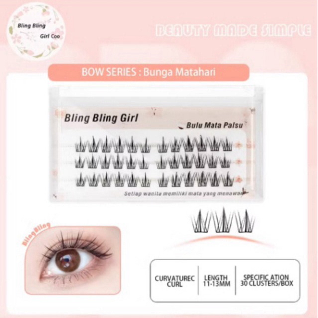 Bling Bling Girl Bunga Matahari Bulu Mata Palsu Natural Mink 10 Baris Kapasitas Besar
