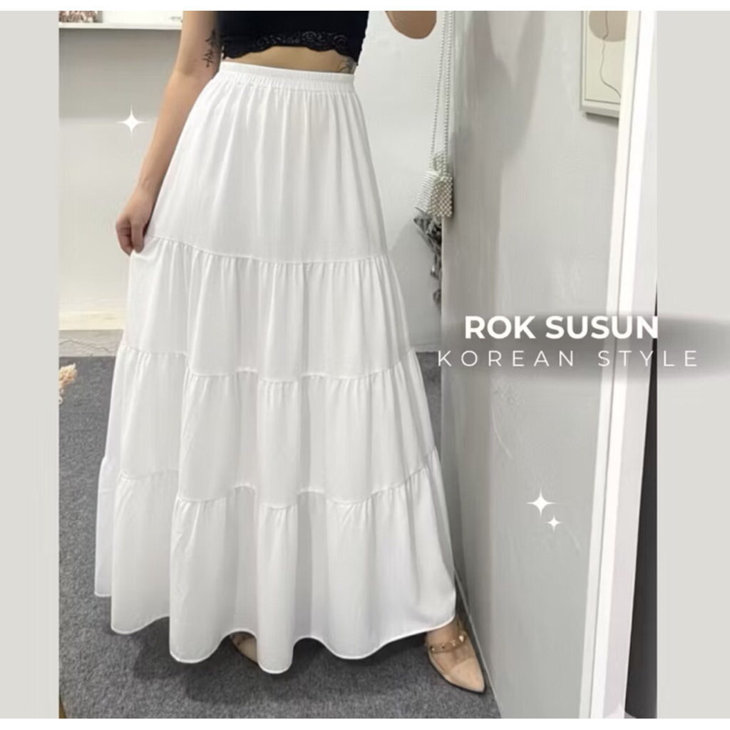 Rok Susun Canda Korean Style Rok Panjang Wanita Korean Skirt Kekinian