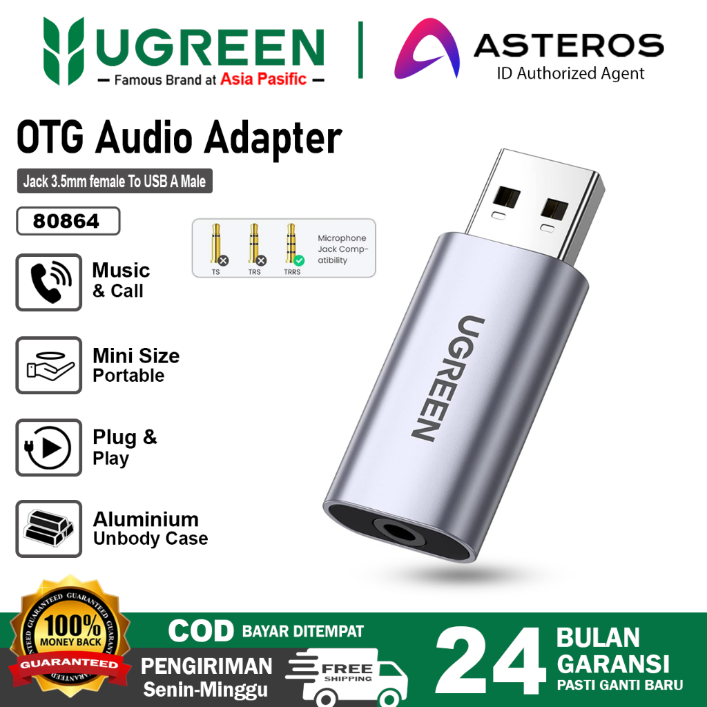UGREEN Sound Card External Usb 2.0 Stereo Ugreen Usb Soundcard 80864