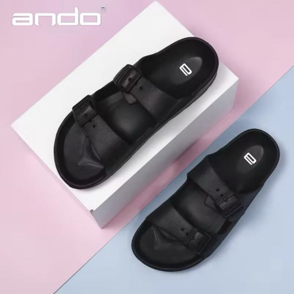 sandal slop ando pria-wanita sandal slide ando full karet original sandal slip-on terbaru
