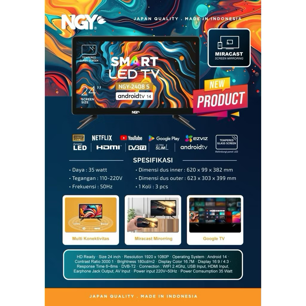 LED TV Nagoya 24inch NGY-2408S SMART ANDROID
