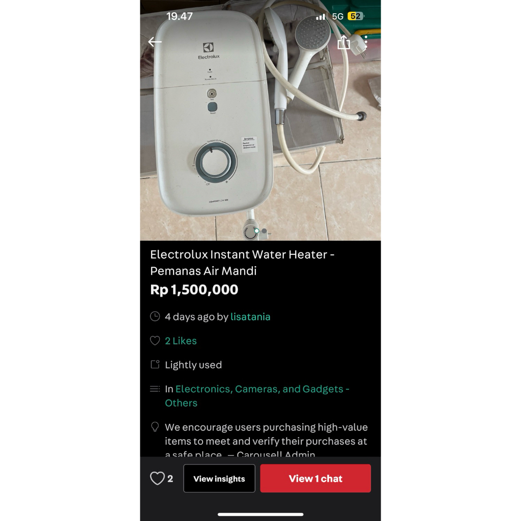 Electrolux water heater carousell