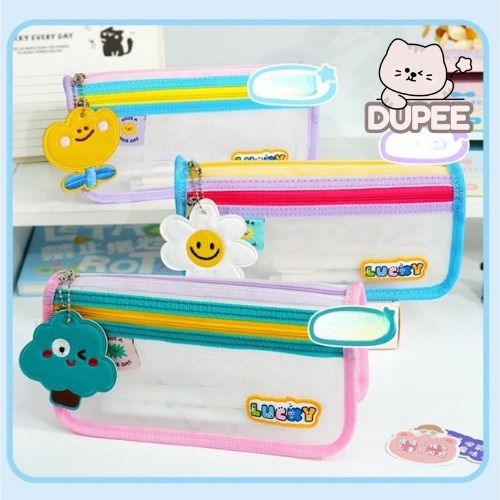 DUPEE - Kotak Pensil Transparan Tepak Pensil Lucu Anak Tempat Pensil Pencil Case Aesthetic Transpara