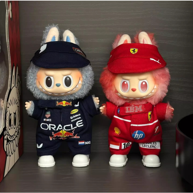 Baju Labubu Pop Mart F1 Race Kostum Ferrari Oracle