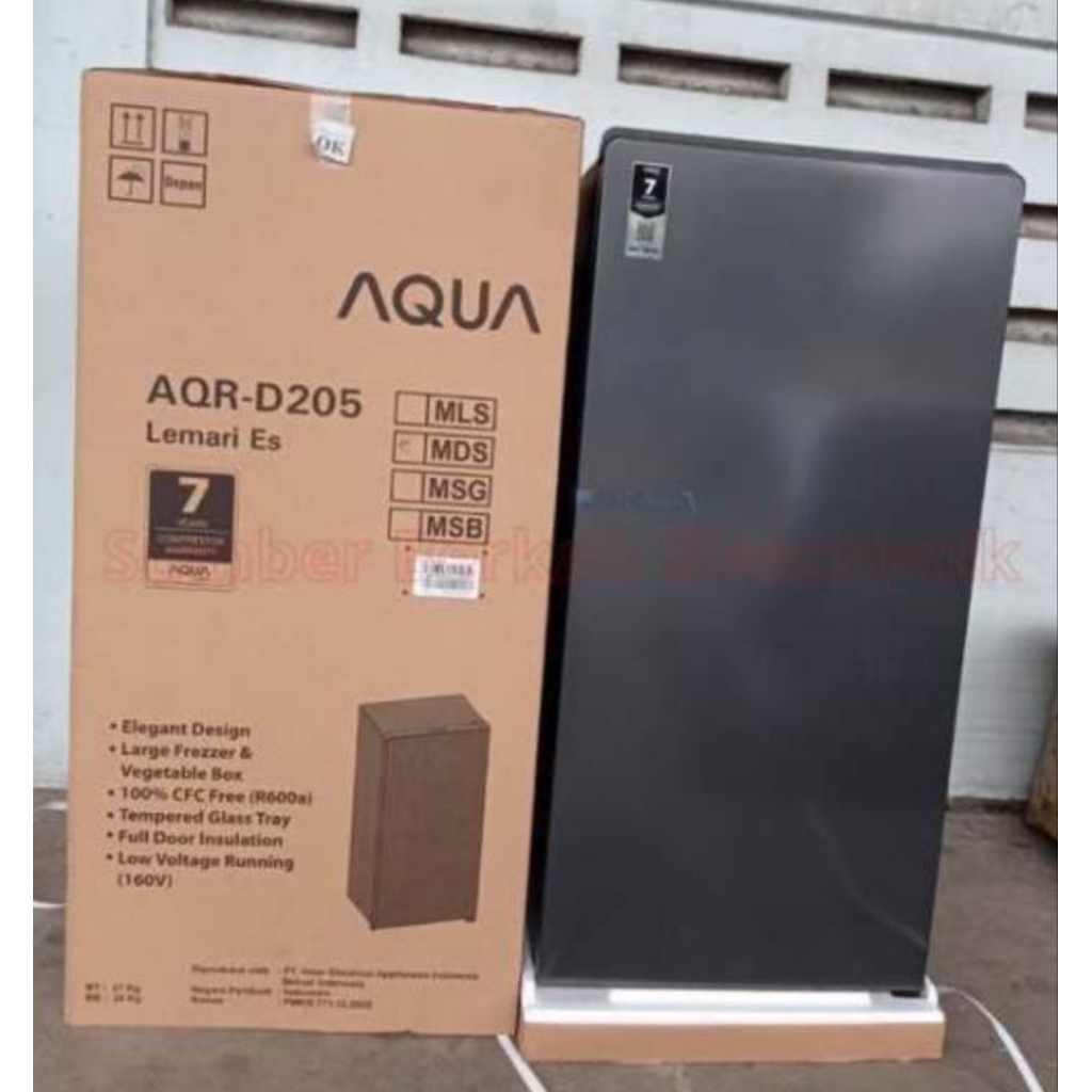 kulkas aqua 205mds lemari es 1 pintu aqr 205 mds dark silver semi auto defrost big freezer tempered 