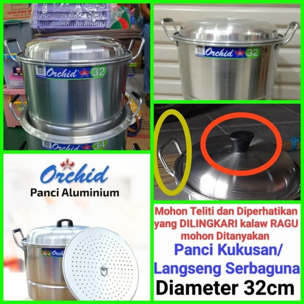 langseng nasi panci kukusan panci langseng panci sarangan serbaguna Diameter 32cm ORCHID