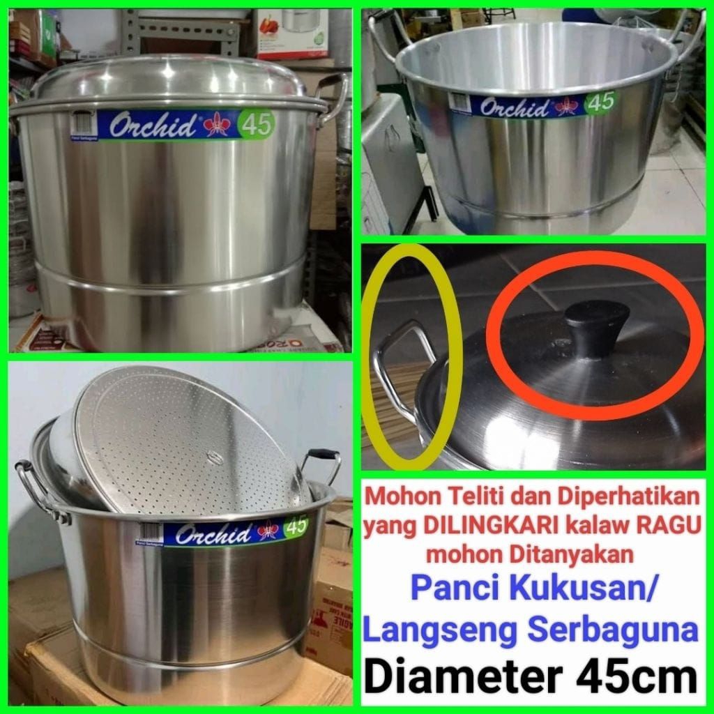 langseng nasi panci kukusan panci langseng panci sarangan serbaguna Diameter 45cm ORCHID
