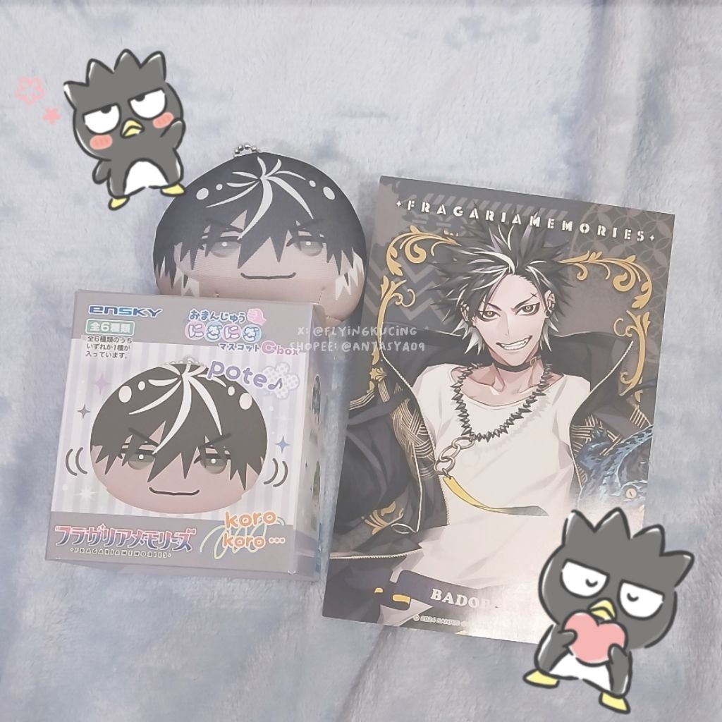 Sanrio Fragaria Memories Set Badobarm Badbadzmaru Postcard Omanjuu Plushie