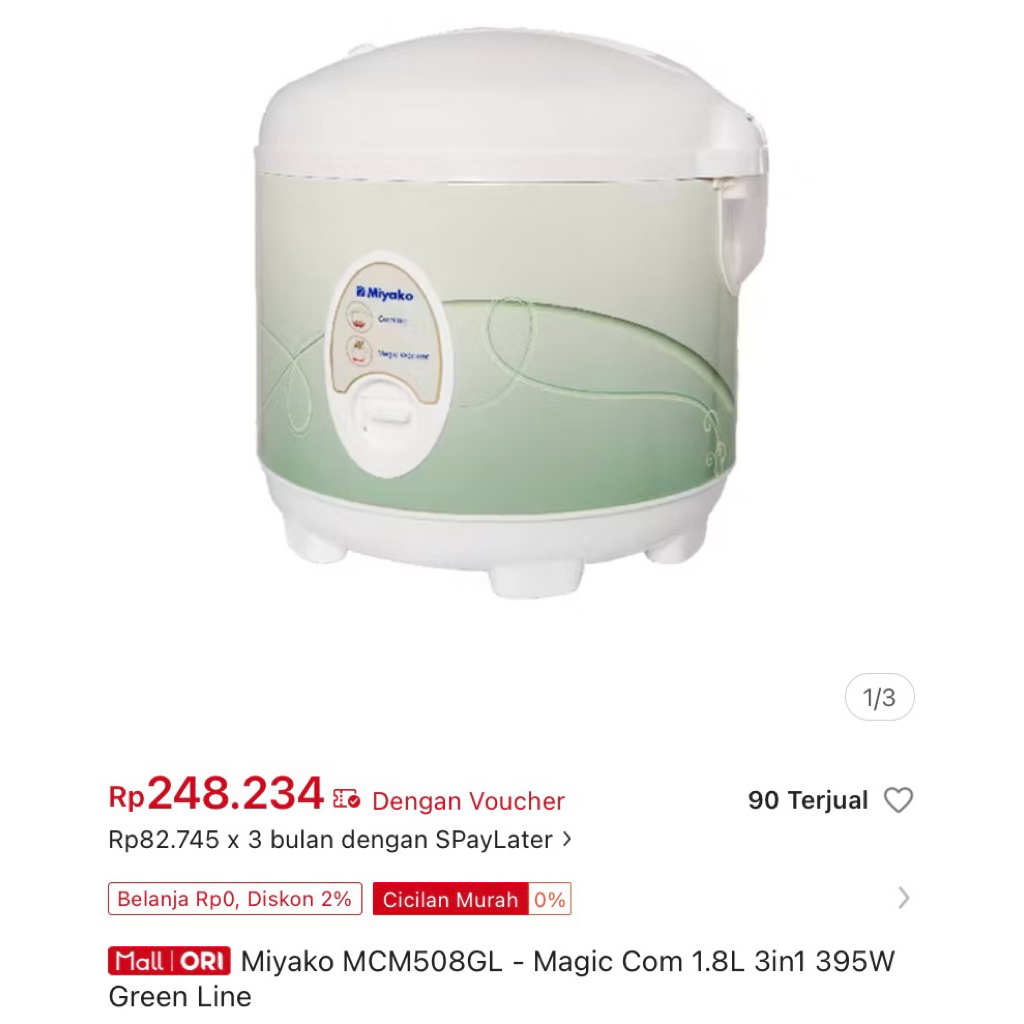 magic com miyako 1.8liter