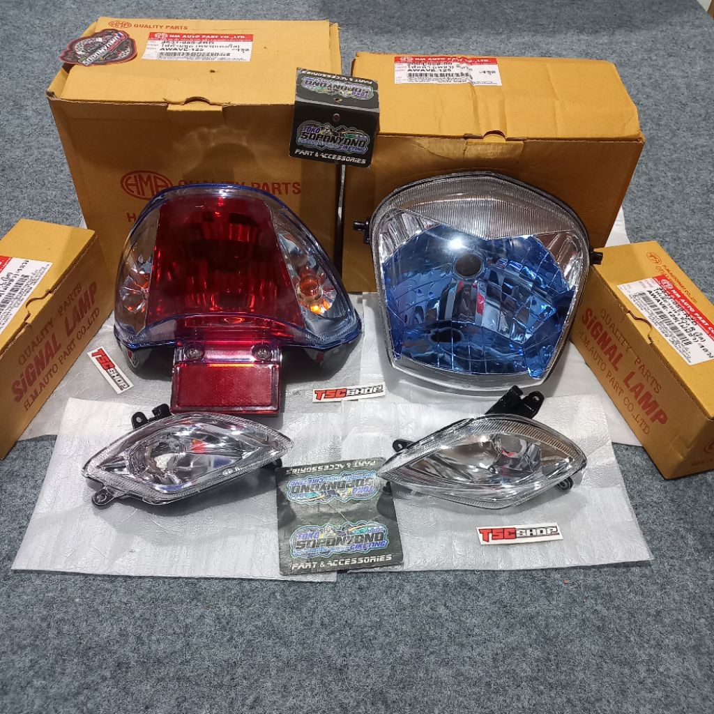 +¥¤£ {TERMURAH}| PAKETAN REFLEKTOR STOPLAMP SEIN WAVE 125 BAGOL MODEL SMOKE BLUE BY HMA ORIGINAL THA