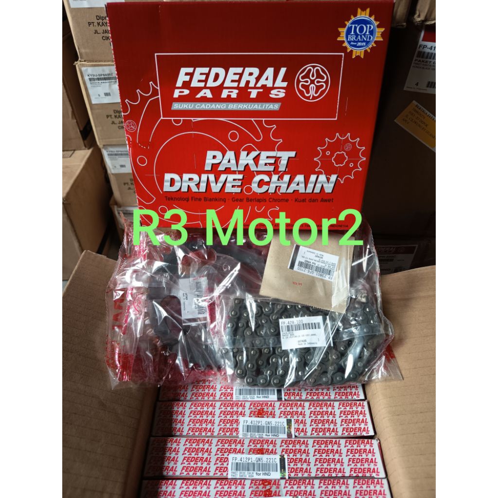 GIR SET / GEAR SET FEDERAL FP-412P1-GN5-221C 428H-100L-14T-36T Untuk motor Astrea Grand , Astrea Leg