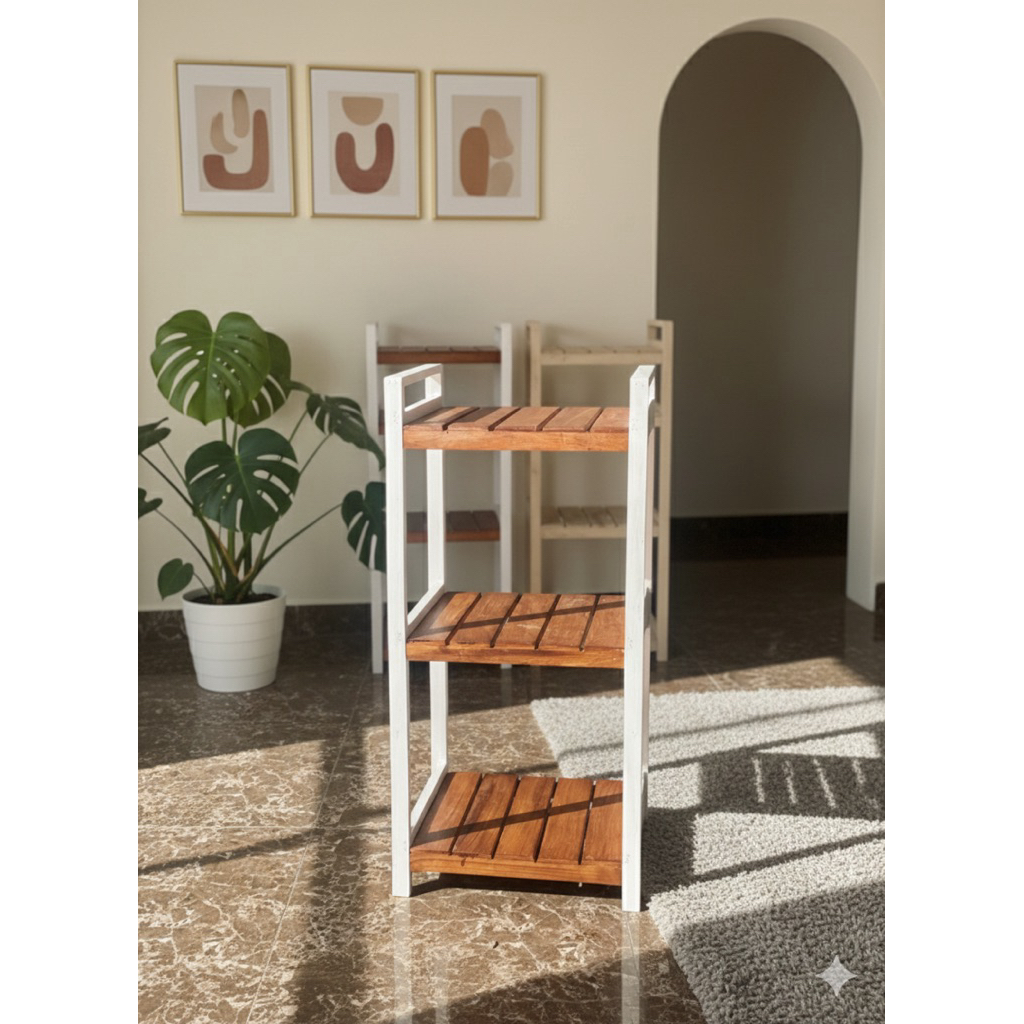 rak kayu galon dispenser 3 susun / rak penyimpanan serbaguna