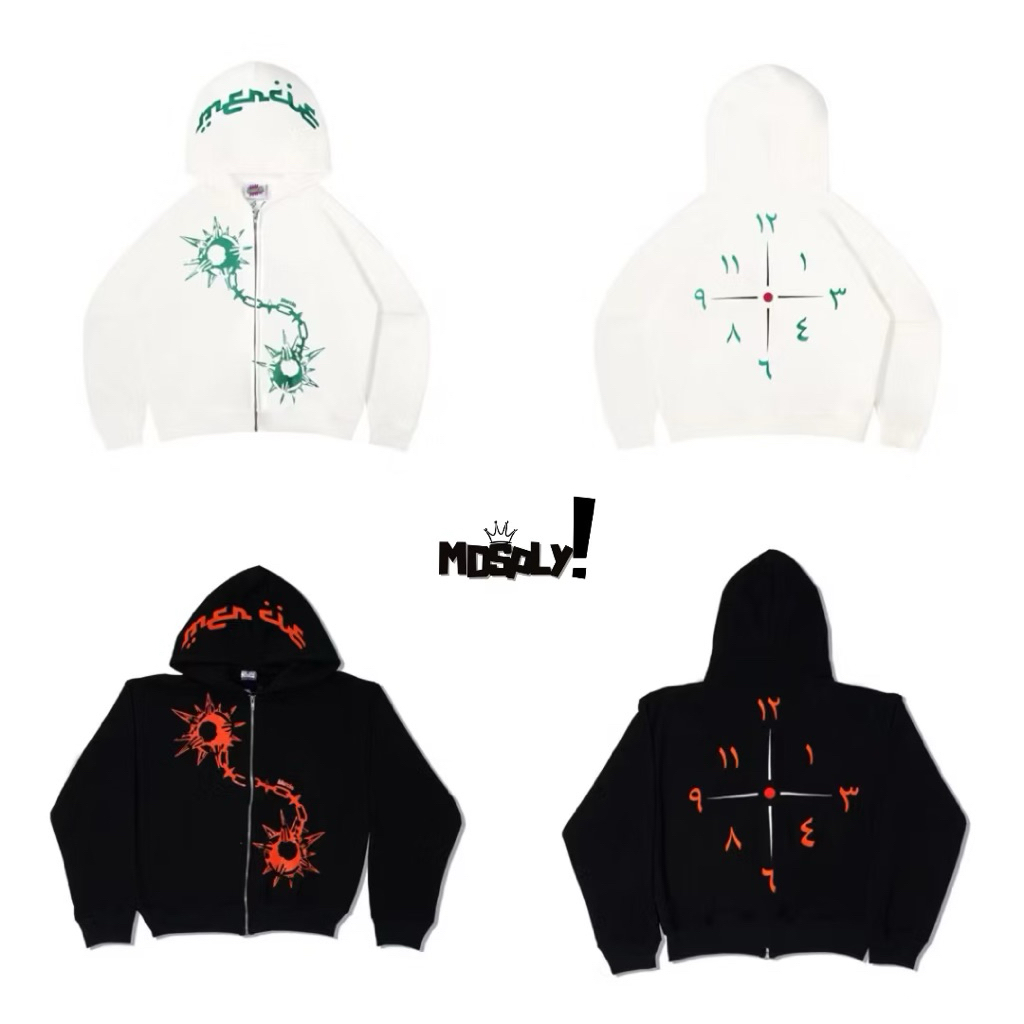 HOODIE MERCIE | CLOCK BLACK WHITE ORIGINAL 100%