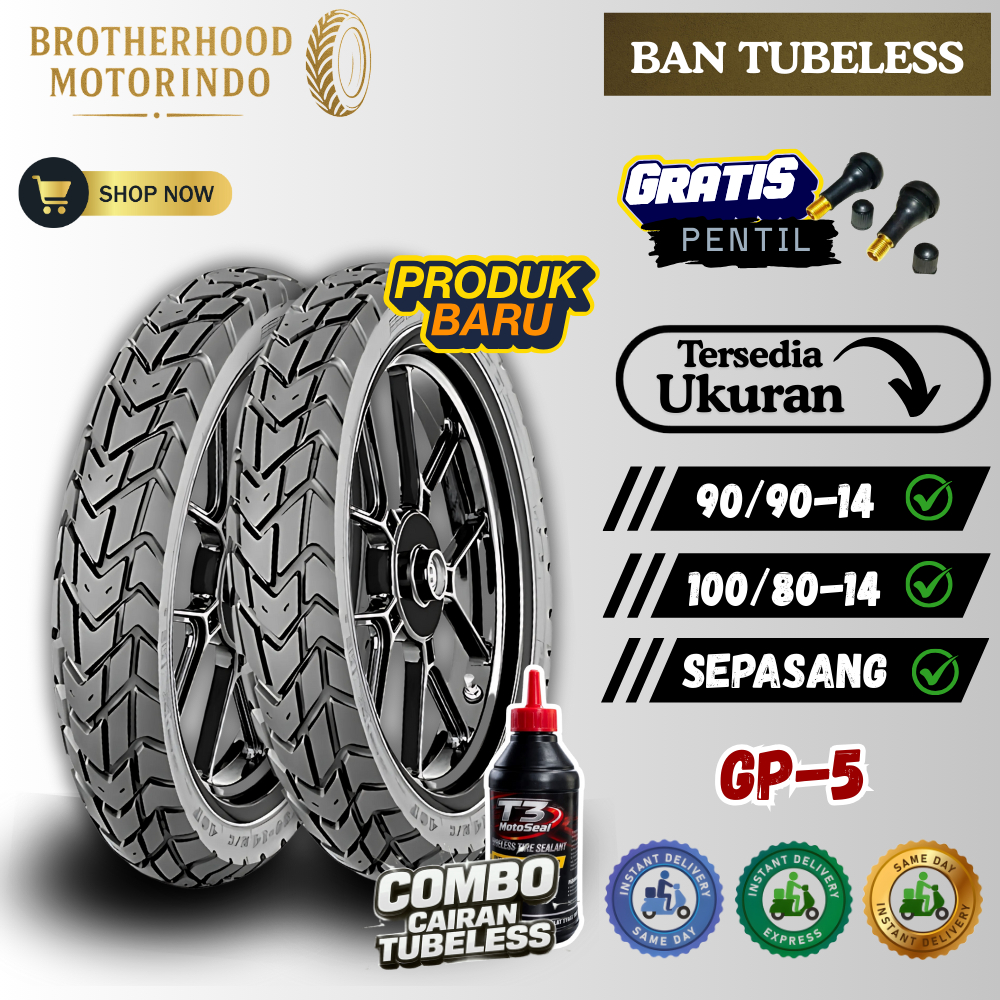 (PAKET SEPASANG) BAN IRC GP5 TUBELESS (90/90-14 / 100/80-14)  BAN IRC / BAN RING 14 / BAN IRC RING 1