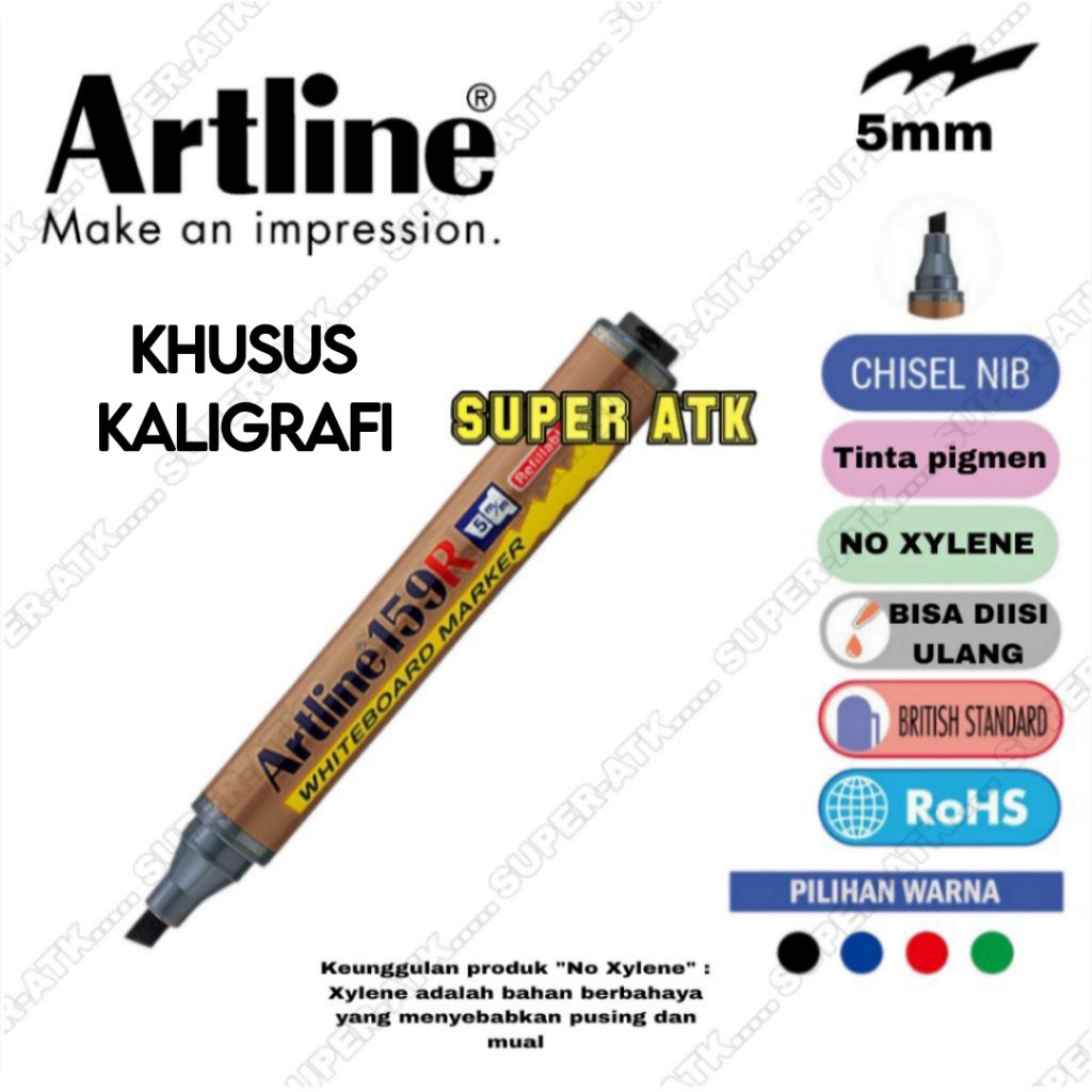 SPIDOL KALIGRAFI ARTLINE UNTUK WHITEBOARD KHUSUS MENULIS ARAB (REFILLABLE) BISA DIISI ULANG / SPIDOL