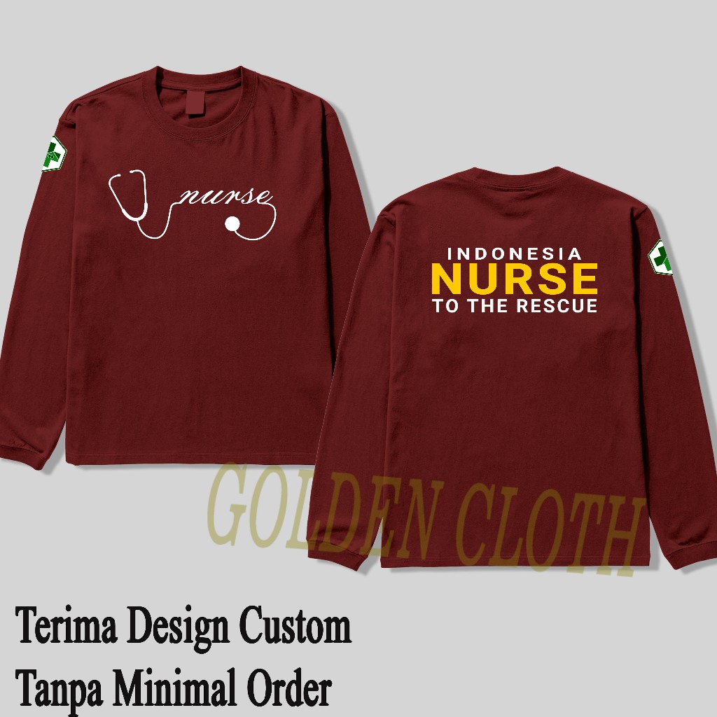 Baju Kaos Indonesia NURSE To The Rescue Custom Nama Lengan panjang