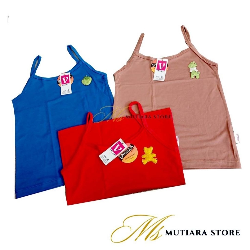 (3-12 Pcs) Tanktop Remaja Model Tali Kecil - Bahan Katun Dilengkapi Mainan Boneka Kecil |  TankTop V