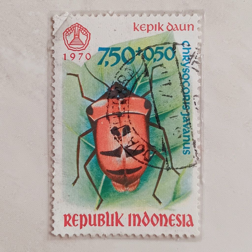 (AD) Perangko Indonesia 1970 Serangga - Kepik Daun 7,50 + 0,50 rupiah Used