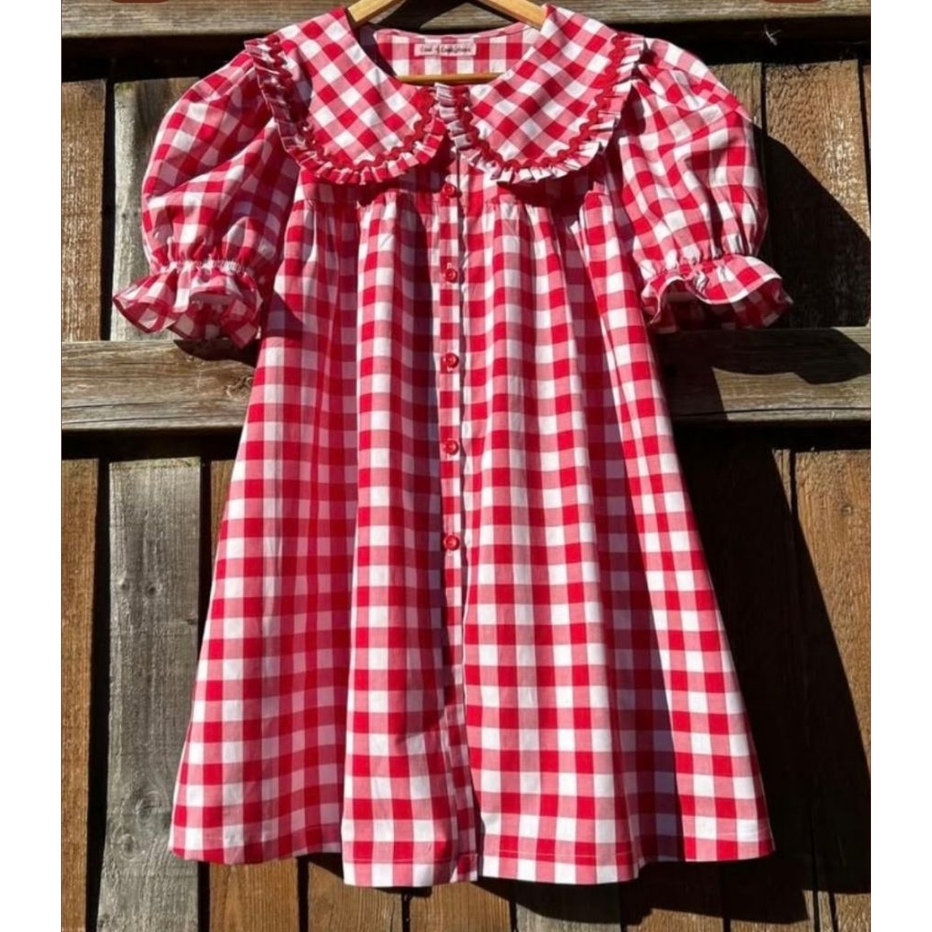Gingham dress Anak lucu Korea