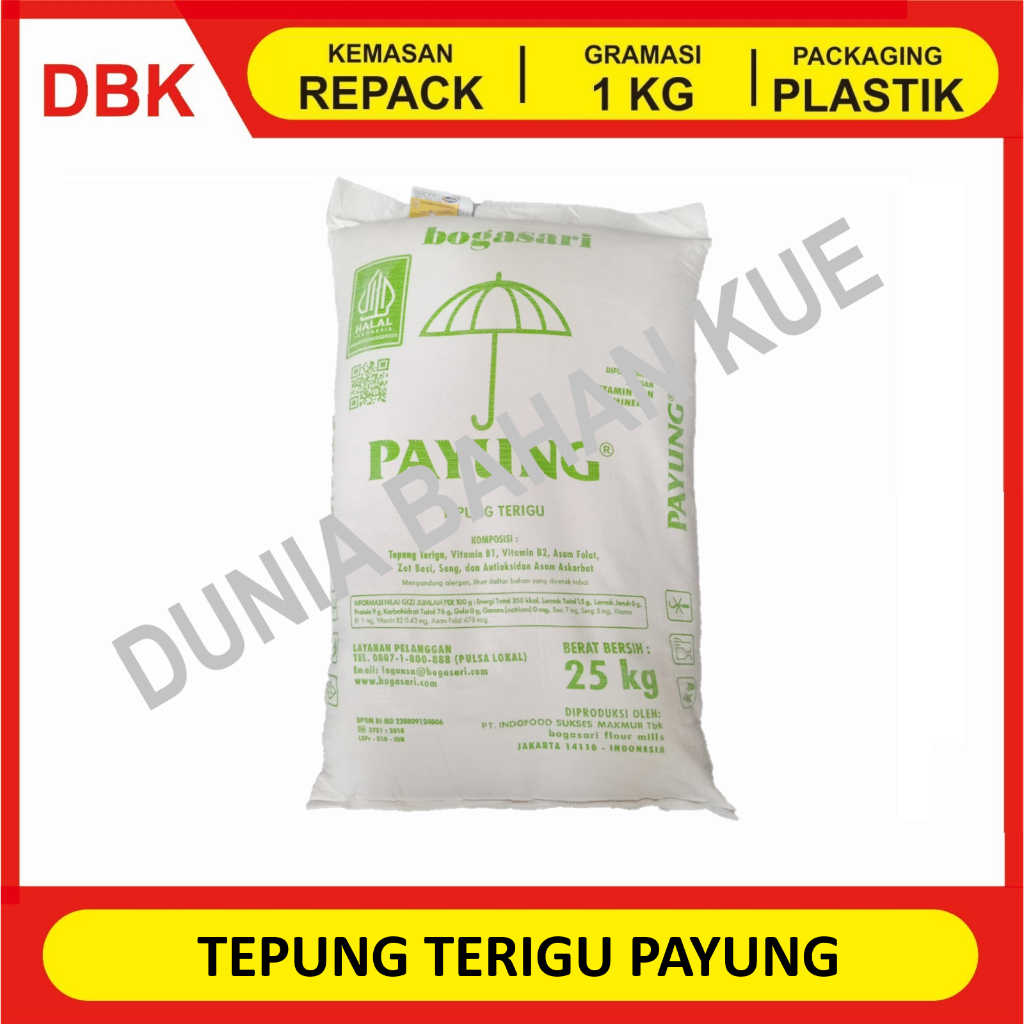 TERIGU PAYUNG - REPACK 1 KG / TEPUNG TERIGU PAYUNG BOGASARI