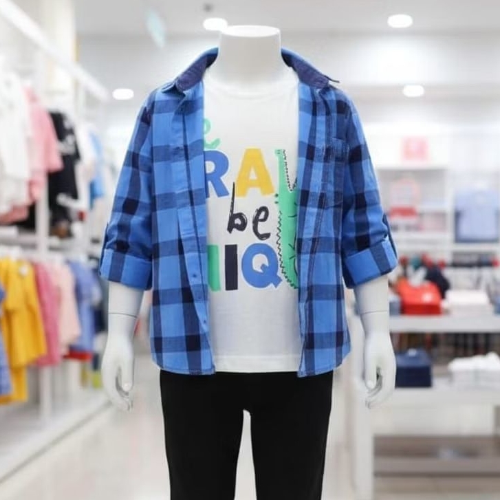 SET KEMEJA MOTHERCARE SALE UP TO 50% - kemeja kotak lengan panjang brave