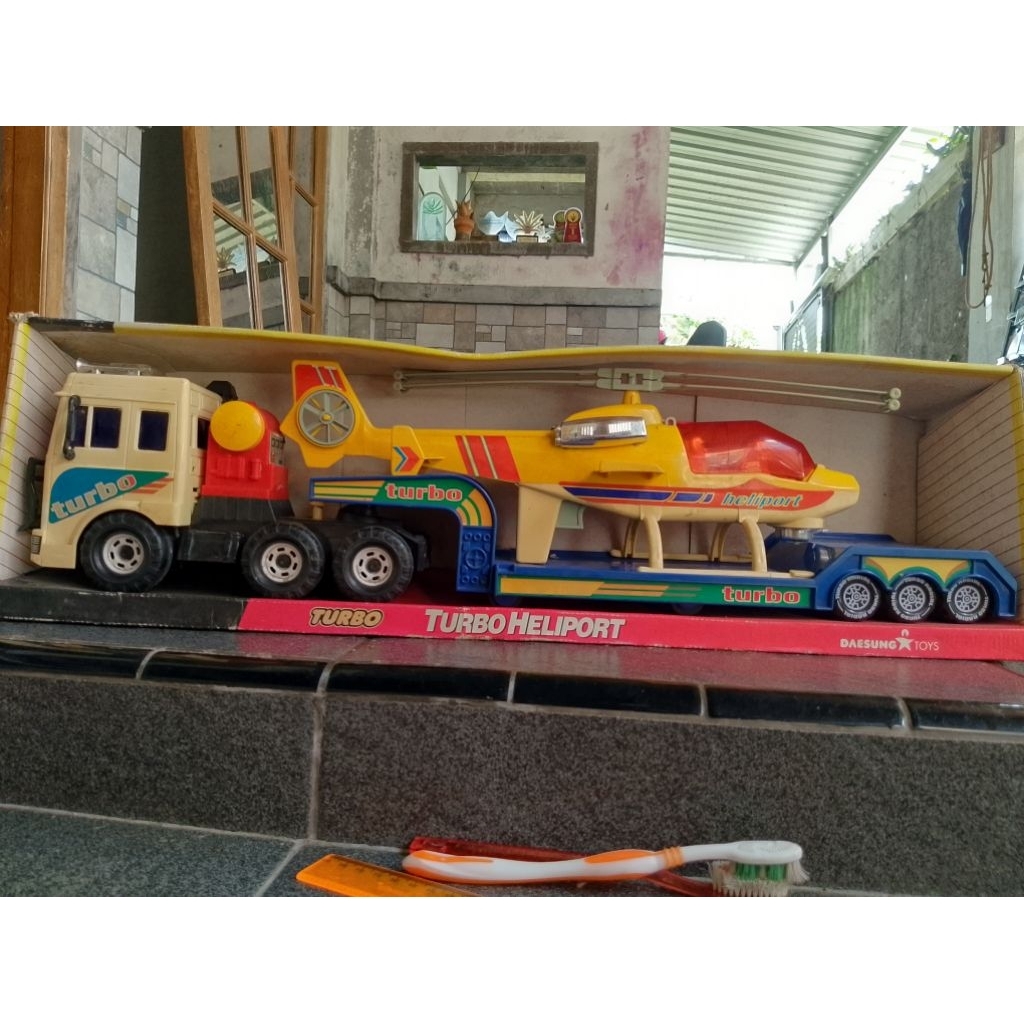 vintage toys/ mainan daesung toys turbo heliport lama di gudang kondisi sesuai foto & video