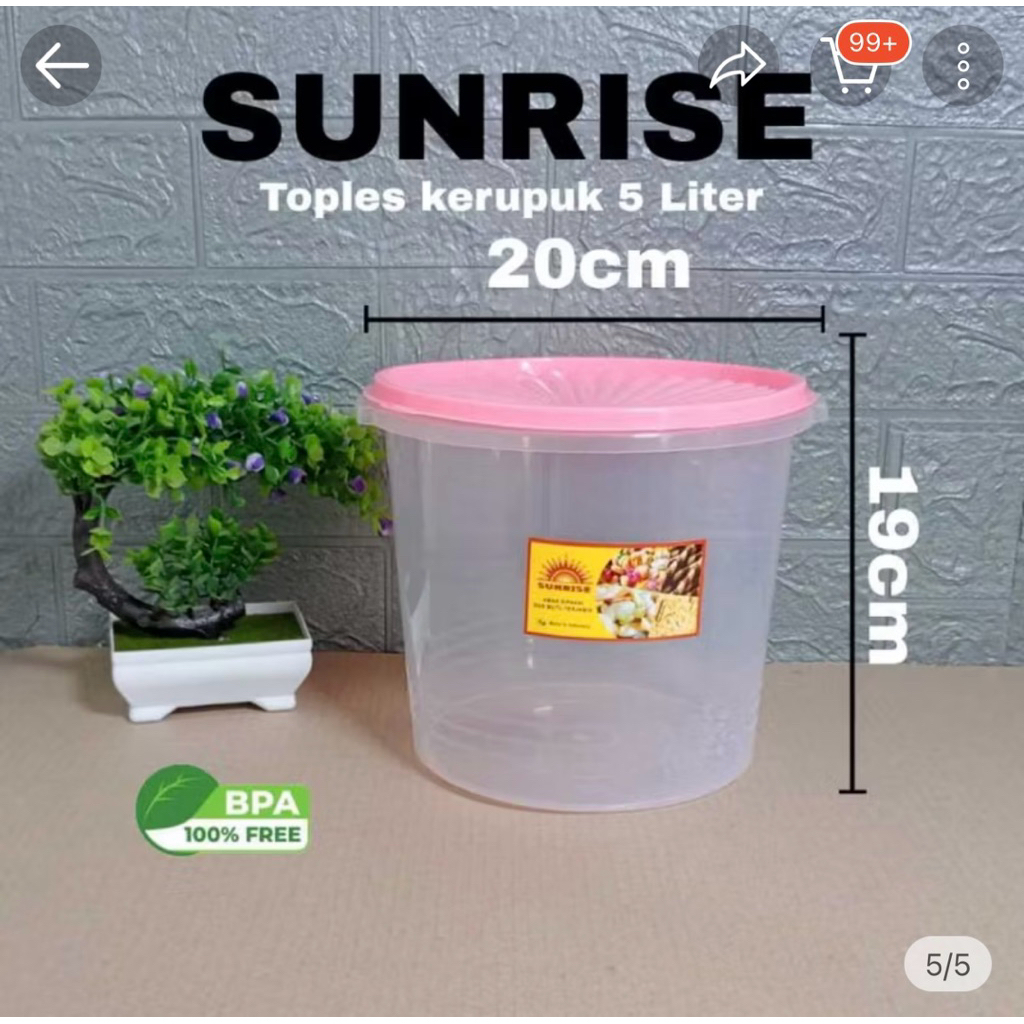 HARGA GROSIR PARTAI (12pcs)Toples Plastik Bening Ukuran 5 Liter /Toples Serbaguna Bahan Tebal Dan Ti