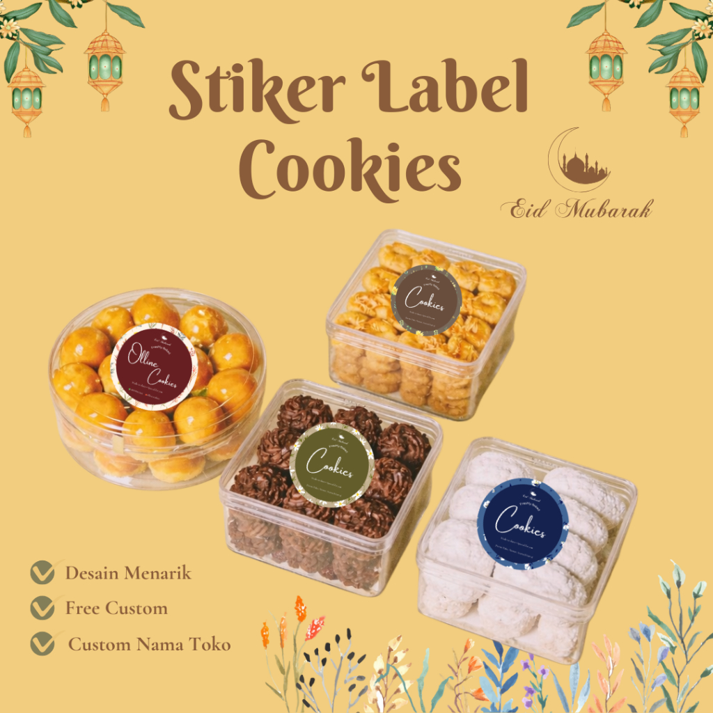 Stiker Label Bulat Kemasan Kue Kering Cookies Ramadhan Idul Fitri - Stiker Segel Bulat Idul Fitri Le