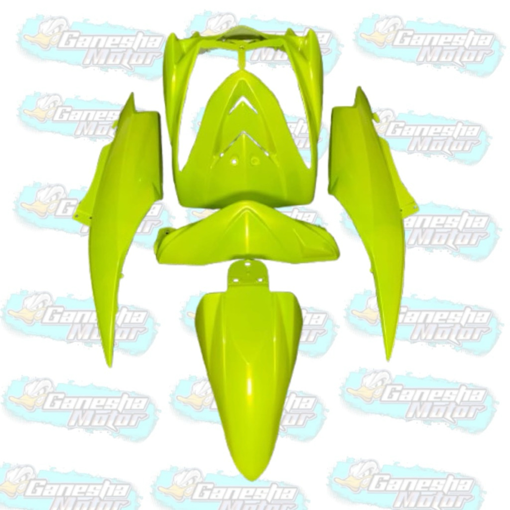 Full Set Body Halus Mio Soul Lampu 1 Warna Lime Green / Body Haus motor mio soul karbu