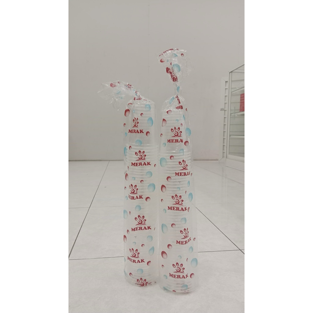 Gelas cup OZ plastik Merak ukuran 10 , 14 , 16 , 18 , 22 OZ