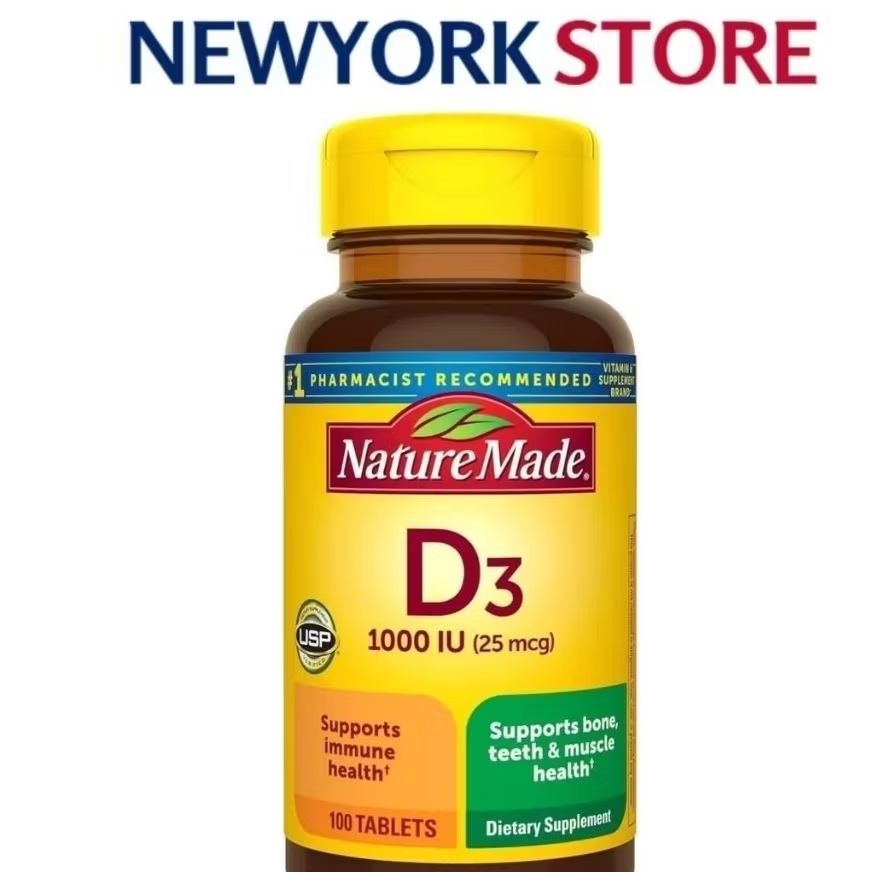 Nature Made Vitamin D3 1000 IU (25 mcg) – Dukung Kesehatan Tulang & Imunitas