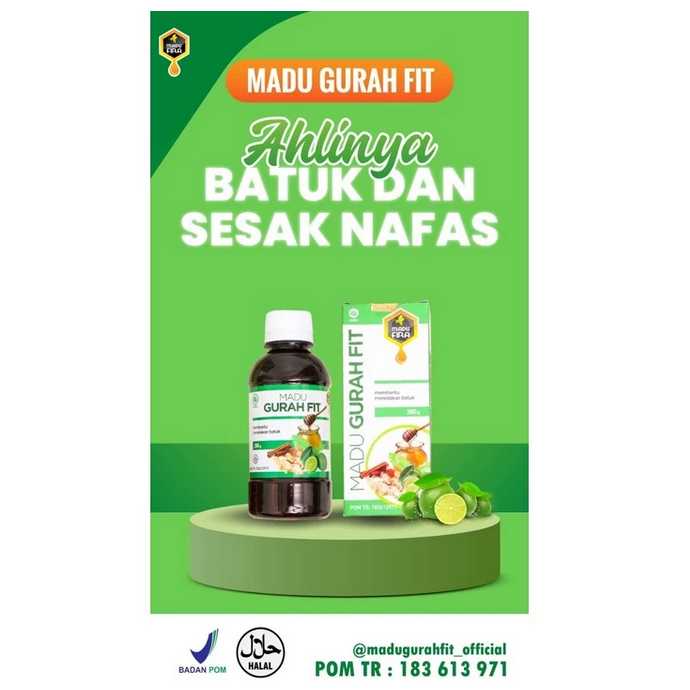 MADU GURAH FIT Original | Untuk Flu Batuk Sakit Tenggorokan | Obat Herbal Ori Gangguan Sinus Dan Per