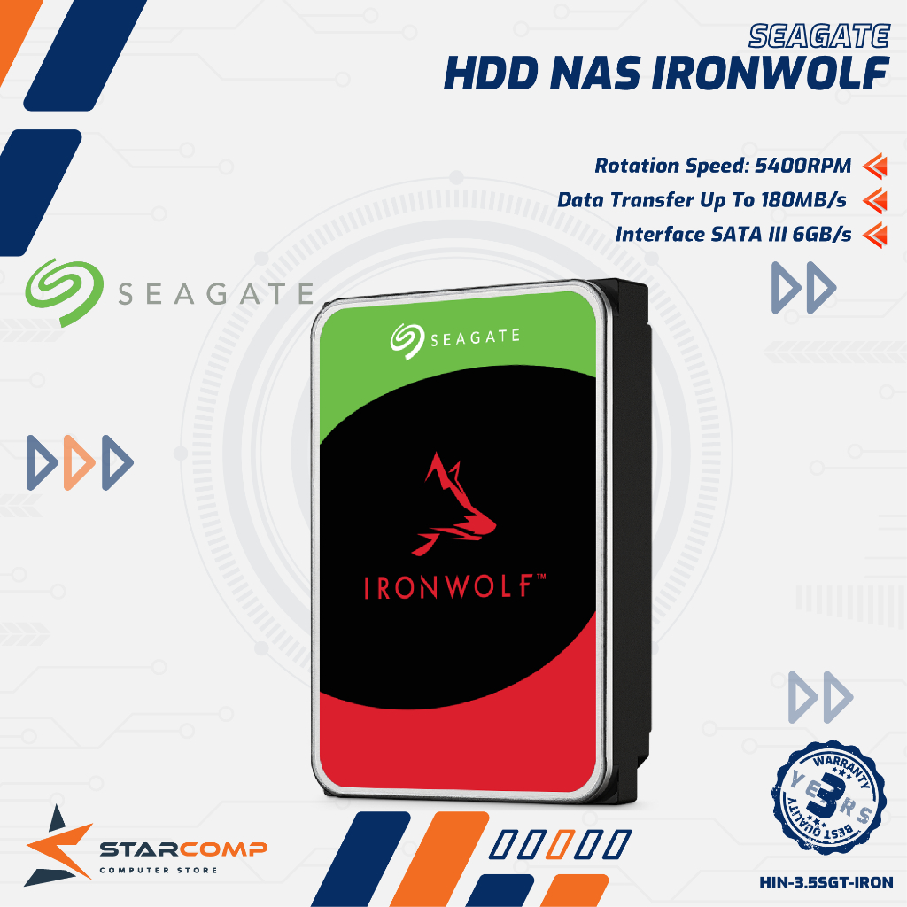 Hardisk Seagate IronWolf 2TB 4TB 6TB 8TB SATA for NAS HDD Storage